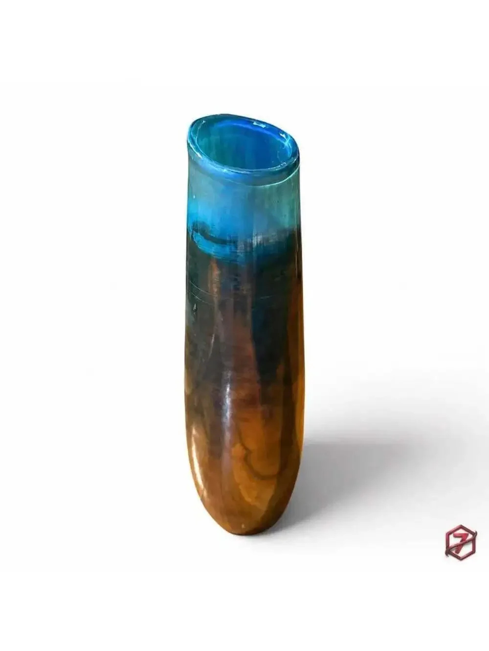 🌊 West Elm Decorative Glass Vase ✨ Blue & Smoky Metallic Gray Art Glass Style